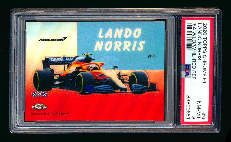 2020 Topps Chrome F1 1954 World on Wheels #54W-6 Lando Norris RC Red Refractor #2/5 PSA 8