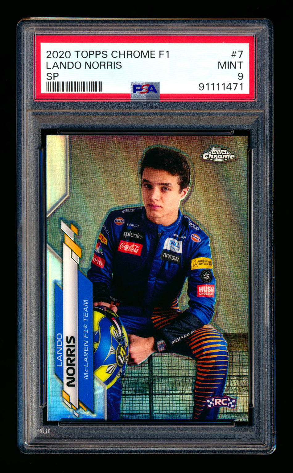 2020 Topps Chrome F1 #7 Lando Norris RC Refractor Image Variation SP PSA 9