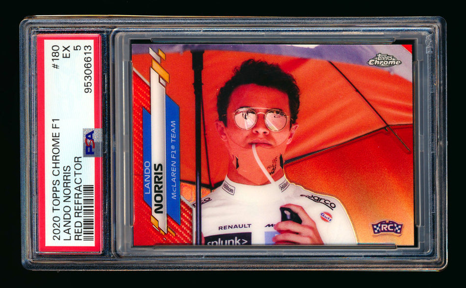2020 Topps Chrome F1 #180 Lando Norris RC Red Refractor #3/5 PSA 5 ** (SOLD - $1,095.00 - 10/23/2024) **