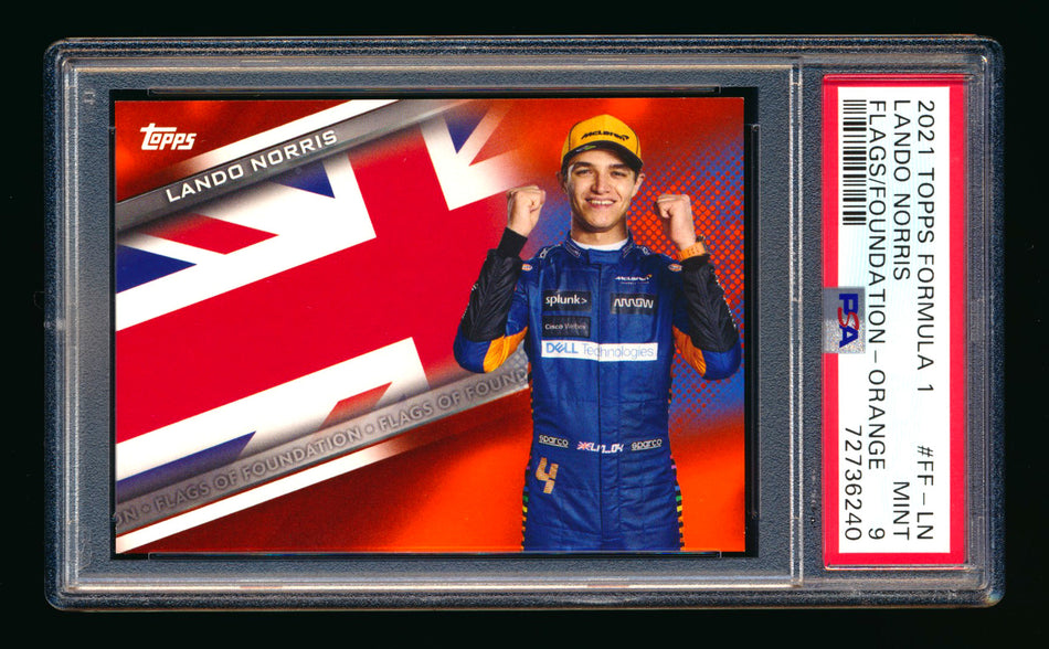 2021 Topps F1 Flags Of Foundation #FF-LN Lando Norris Orange Parallel #15/25 PSA 9