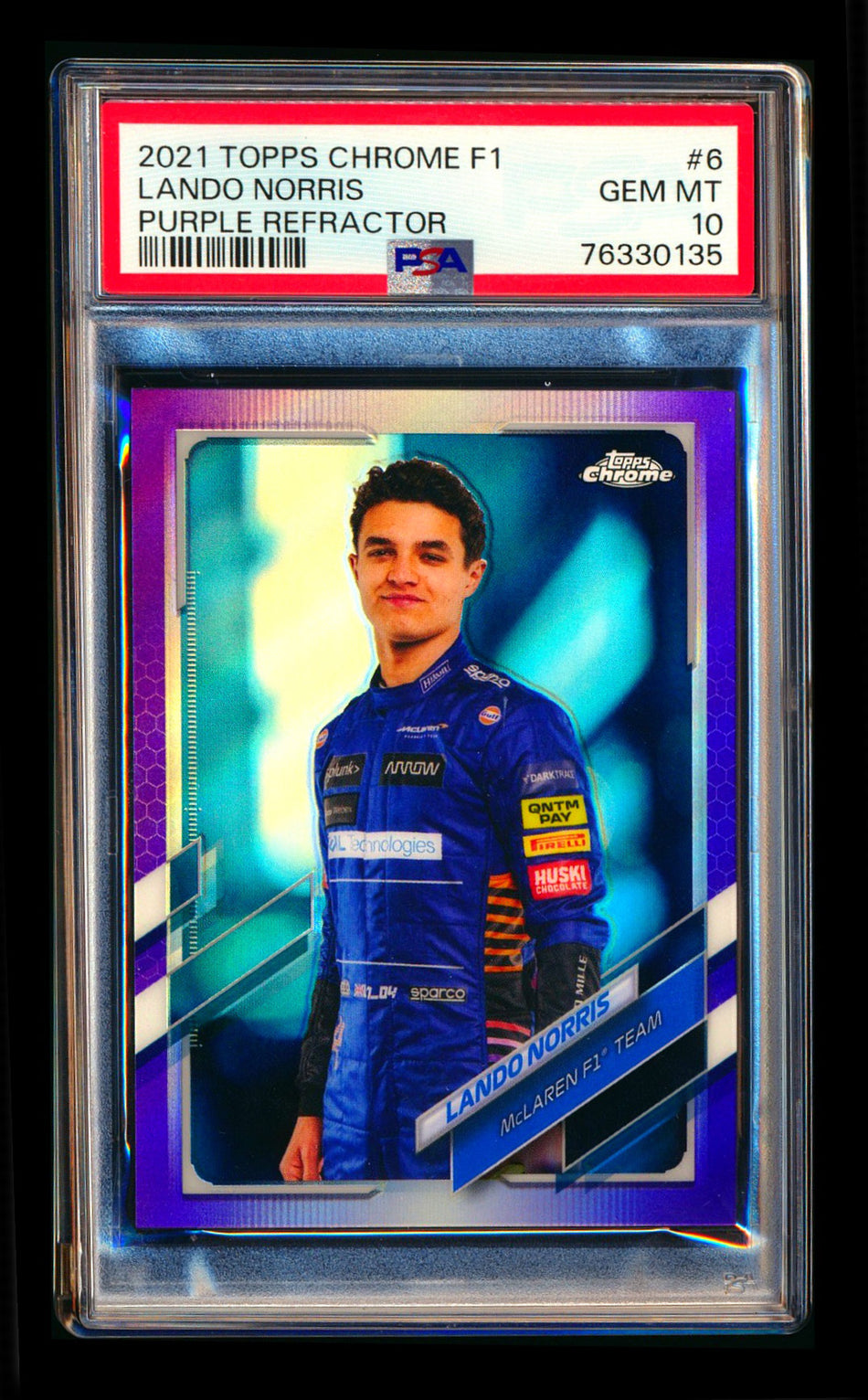 2021 Topps Chrome F1 #6 Lando Norris Purple Refractor Portrait #367/399 PSA 10