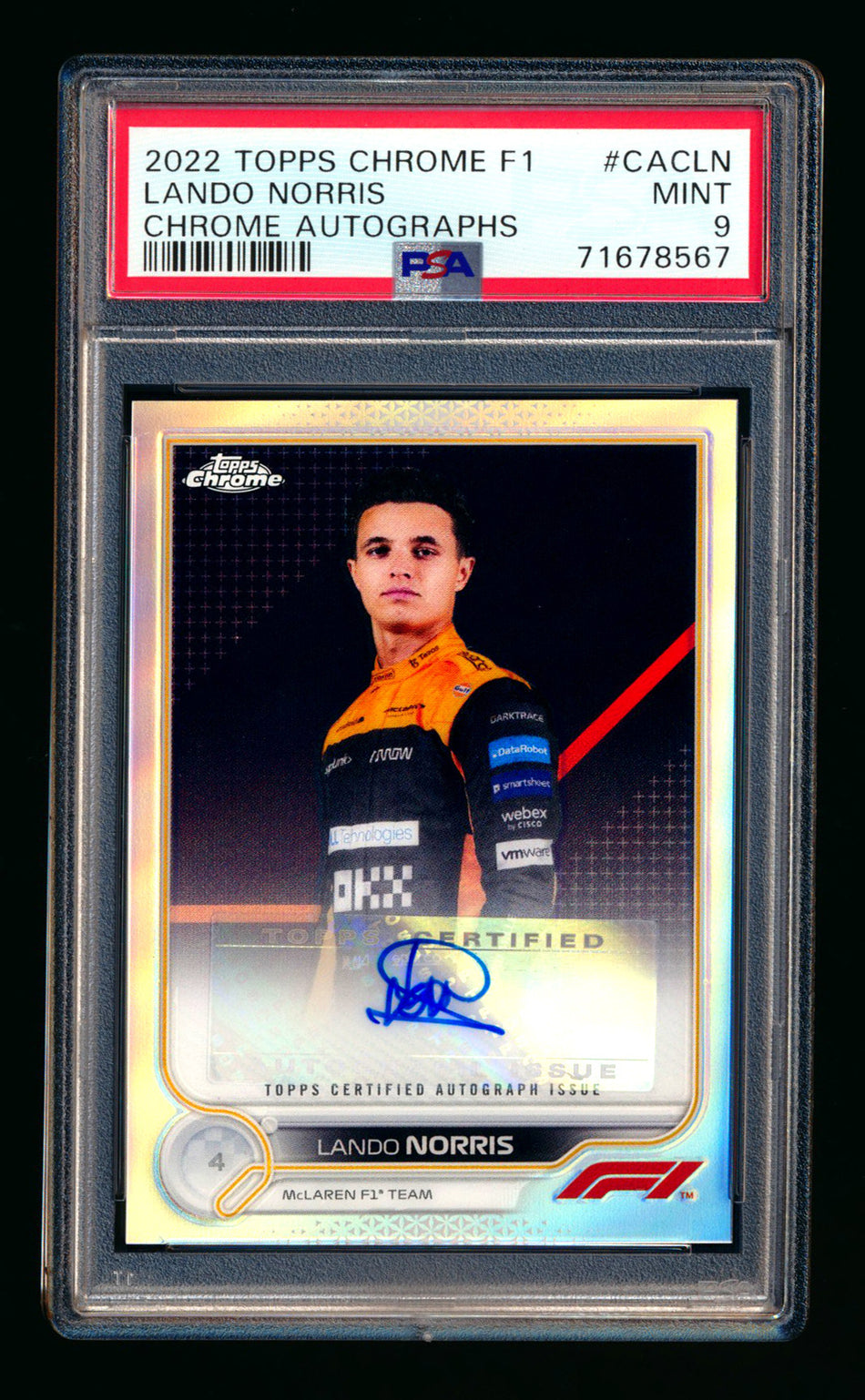 2022 Topps Chrome F1 #CAC-LN Lando Norris Refractor Autograph PSA 9