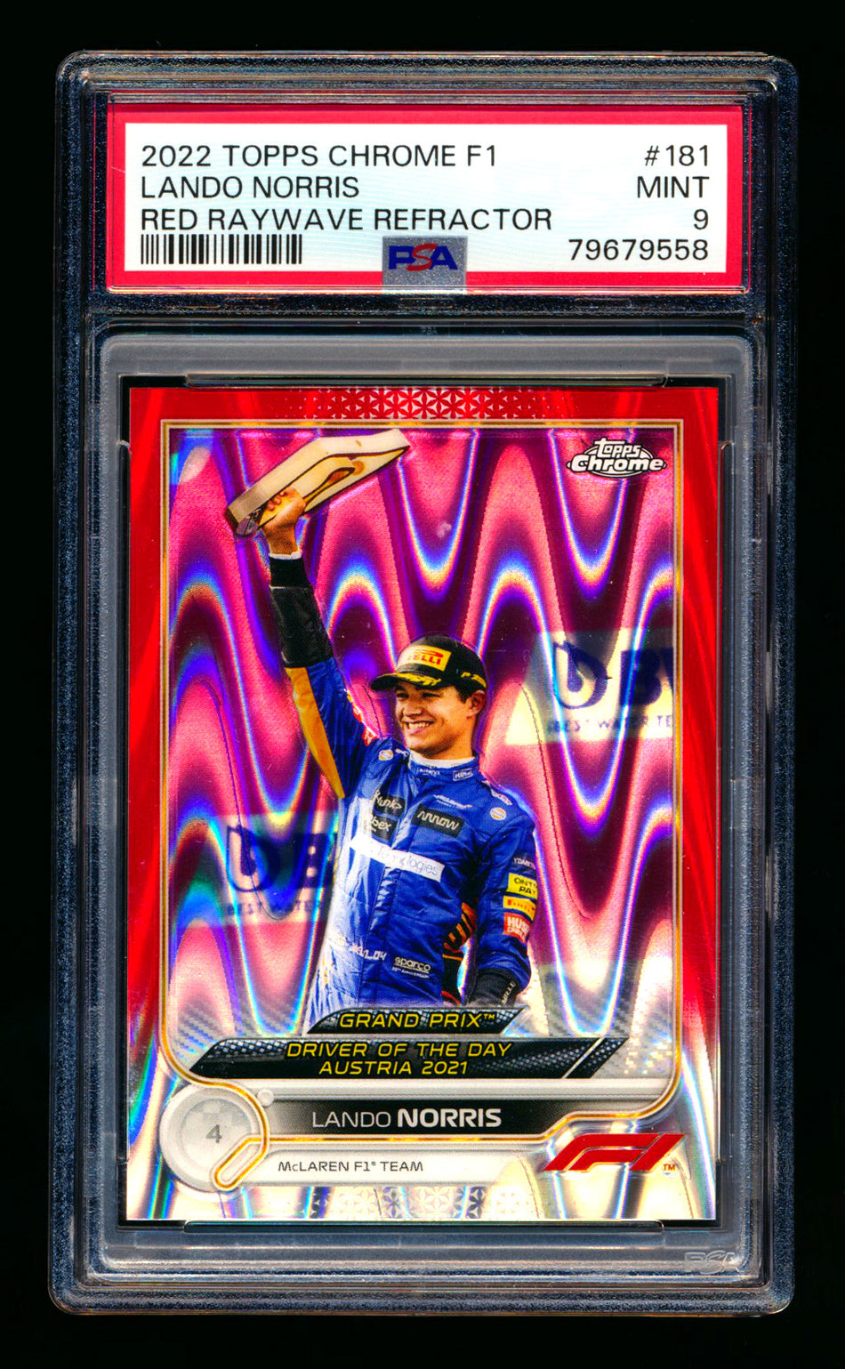 2022 Topps Chrome F1 #181 Lando Norris Red Raywave Refractor #1/5 PSA 9 (First #!)