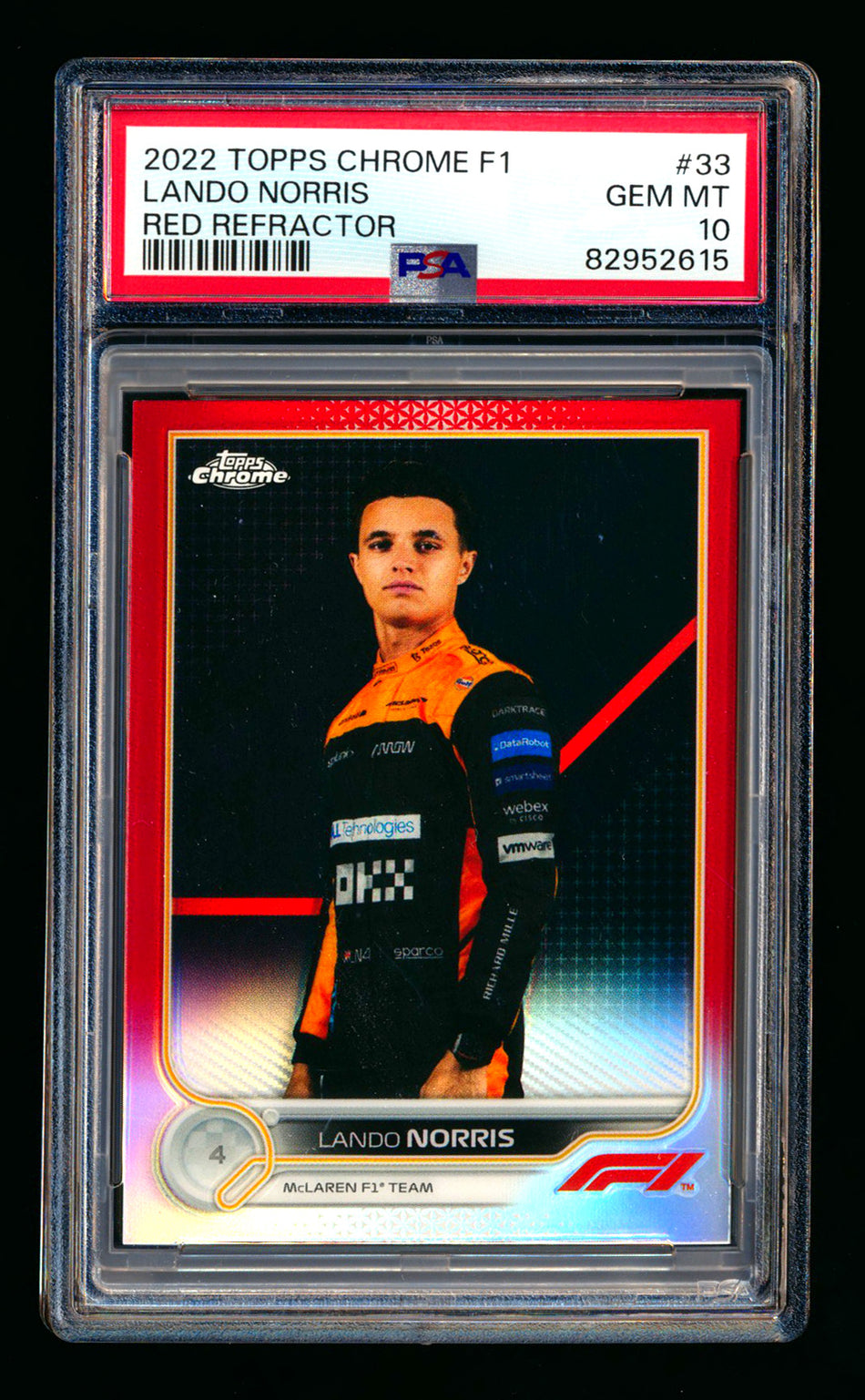 2022 Topps Chrome F1 #33 Lando Norris Red Refractor Portrait #2/5 PSA 10 - POP 1! ** (SOLD eBay - $1,095.00 - 9/19/2025) **