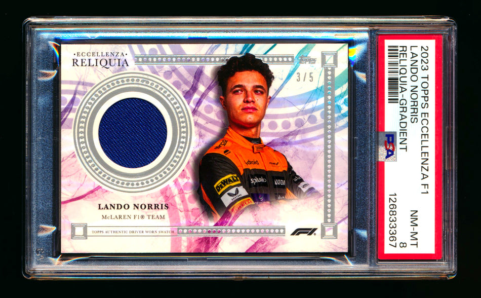 2023 Topps Eccellenza F1 Reliquia Lando Norris Gradient Parallel Patch #3/5 PSA 8