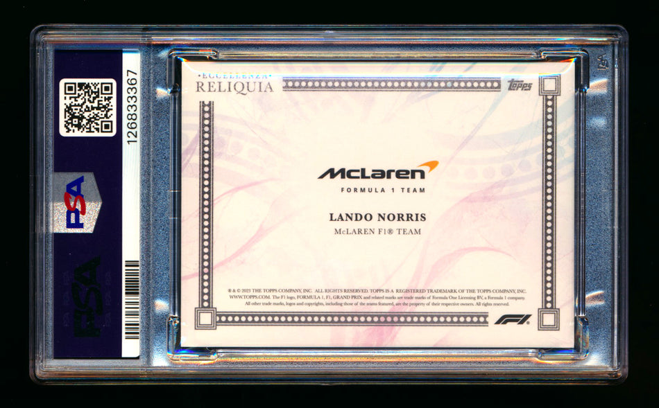 2023 Topps Eccellenza F1 Reliquia Lando Norris Gradient Parallel Patch #3/5 PSA 8