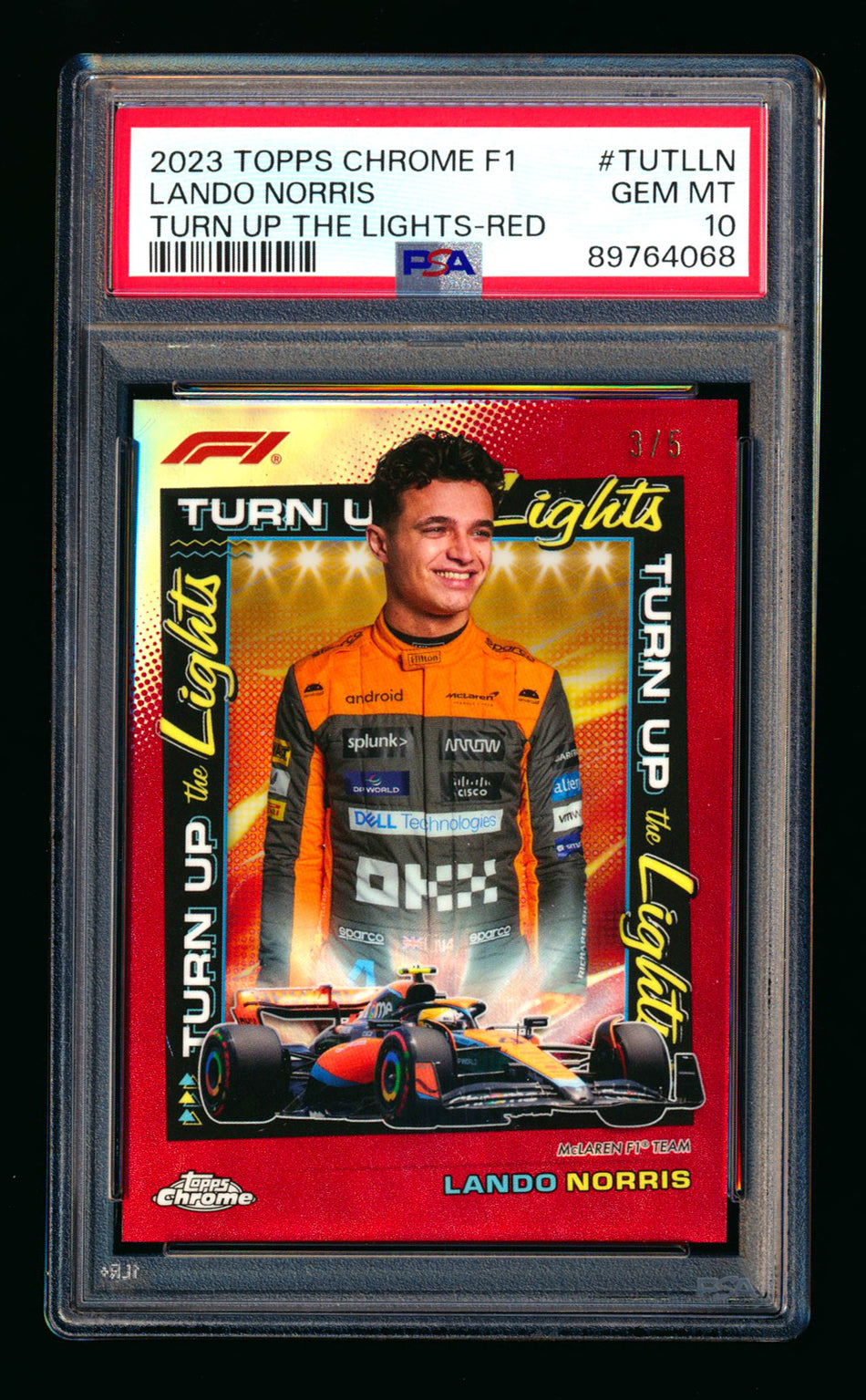 2023 Topps Chrome F1 Turn Up The Lights #TUTL-LN Lando Norris Red Refractor #3/5 PSA 10 - POP 1! ** (SOLD - $800.00 - 8/26/2025) **