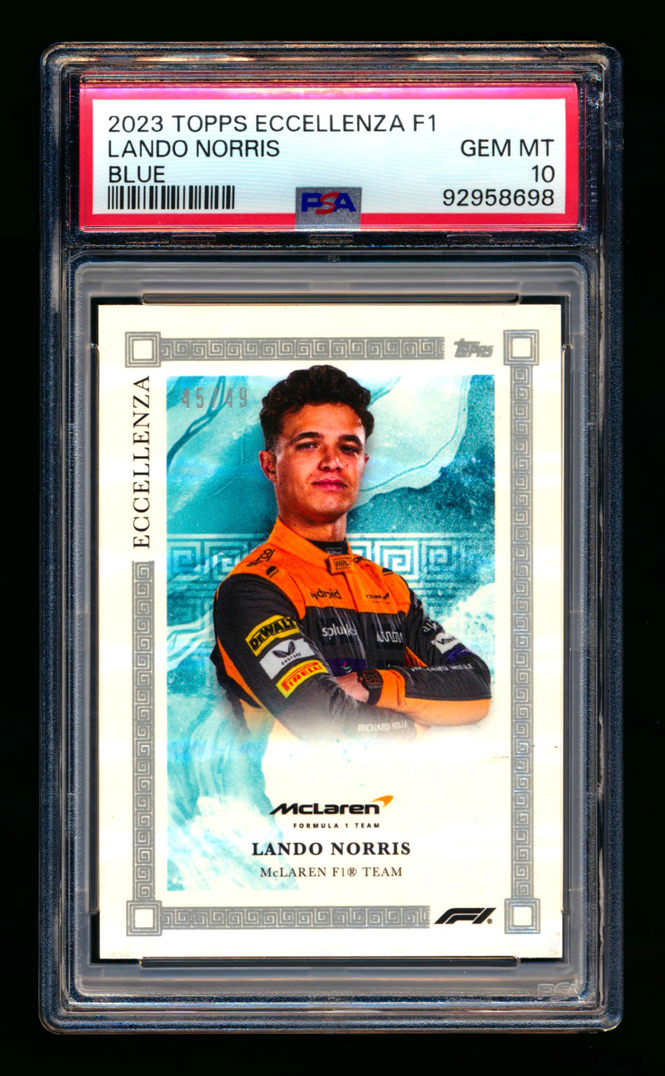 2023 Topps Eccellenza F1 Lando Norris Blue Parallel #45/49 PSA 10