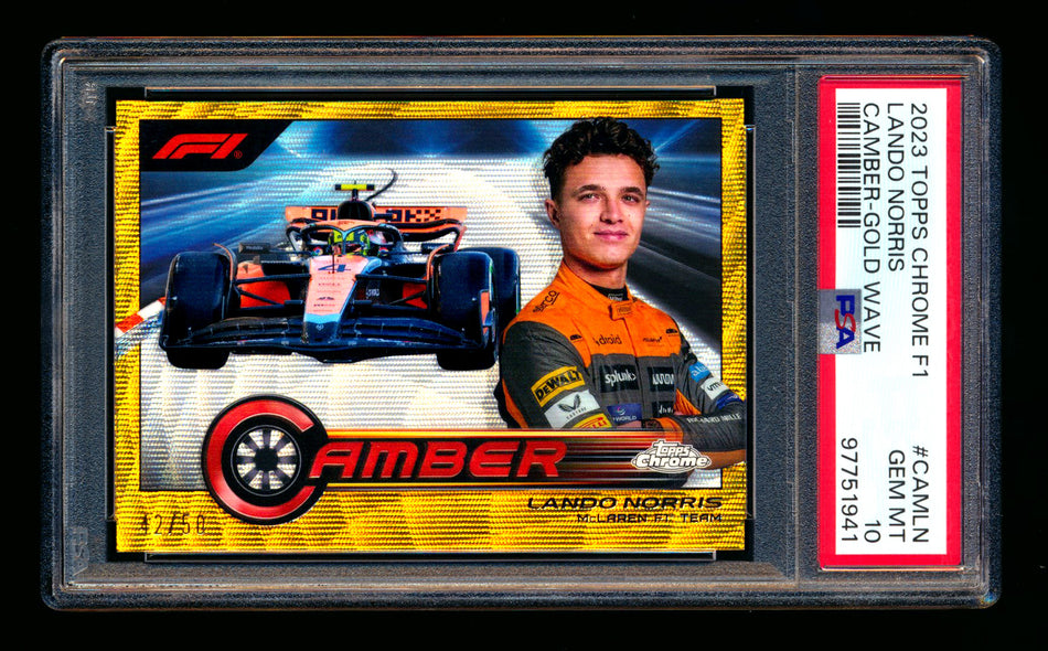 2023 Topps Chrome F1 Camber #CAM-LN Lando Norris Gold Wave Refractor #42/50 PSA 10 ** (SOLD - $95.00 - 1/2/2025) **