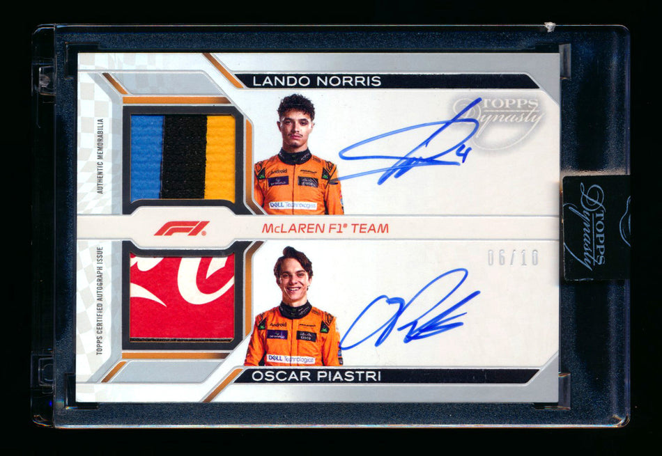 2024 Topps Dynasty F1 #CDRA-MCL Lando Norris/Oscar Piastri Dual Patch Autograph #06/10 ** (SOLD - $4,400.00 - 10/6/2025) **