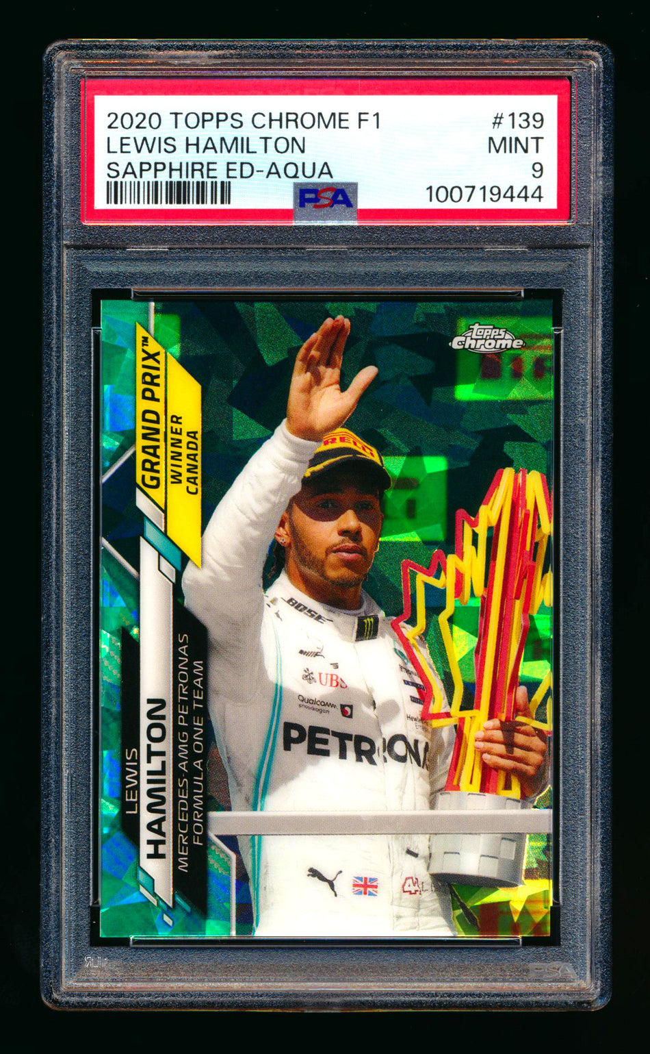 2020 Topps Chrome Sapphire F1 #139 Lewis Hamilton RC Aqua Refractor #34/99 PSA 9 ** (SOLD Nationals - $75.00 - 8/1/2025) **