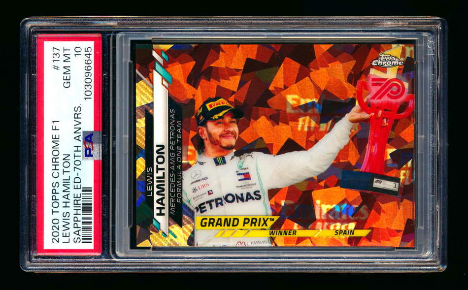 2020 Topps Chrome Sapphire F1 #137 Lewis Hamilton RC 70th Silver Refractor #43/70 PSA 10