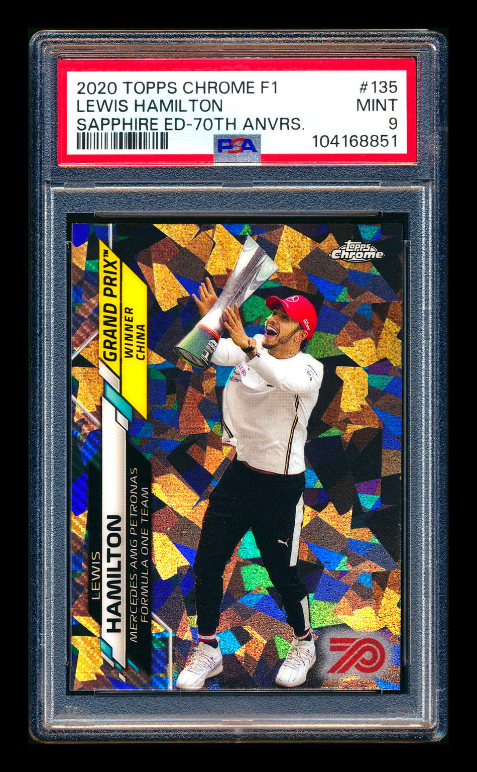 2020 Topps Chrome Sapphire F1 #135 Lewis Hamilton RC 70th Silver Refractor #41/70 PSA 9