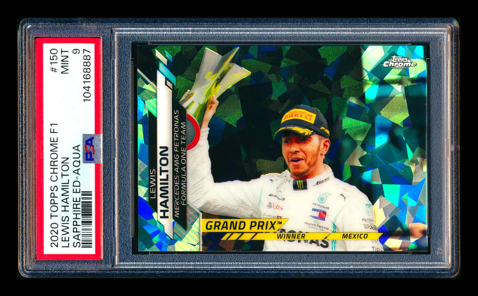 2020 Topps Chrome Sapphire F1 #150 Lewis Hamilton RC Aqua Refractor #82/99 PSA 9