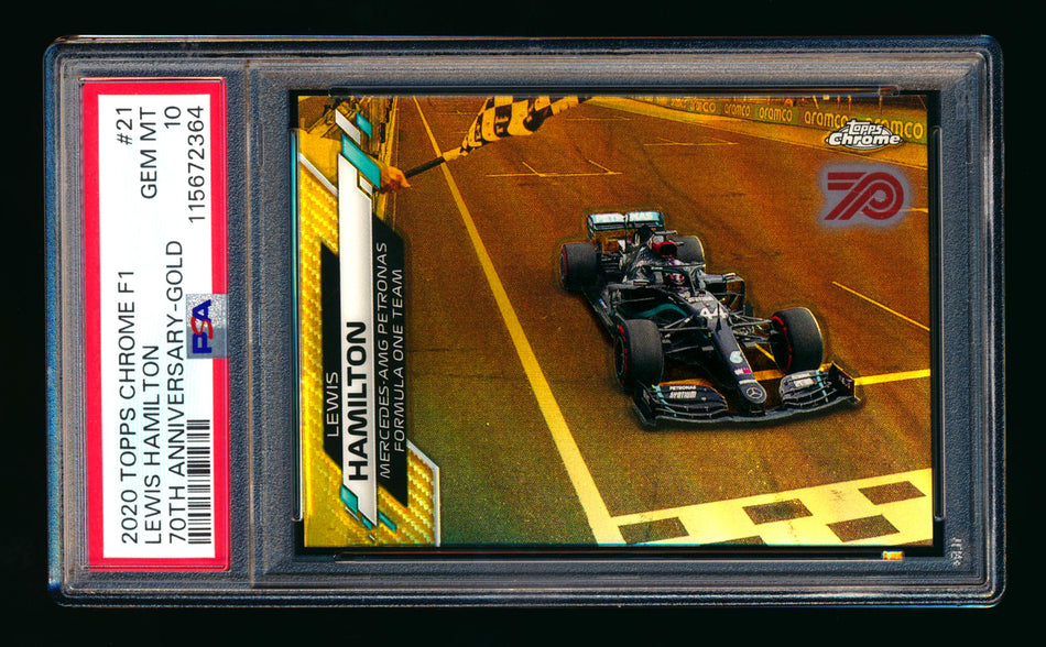 2020 Topps Chrome F1 #21 Lewis Hamilton RC 70th Anniversary Gold Refractor PSA 10 ** (SOLD - $220.80 - 10/24/2025) **