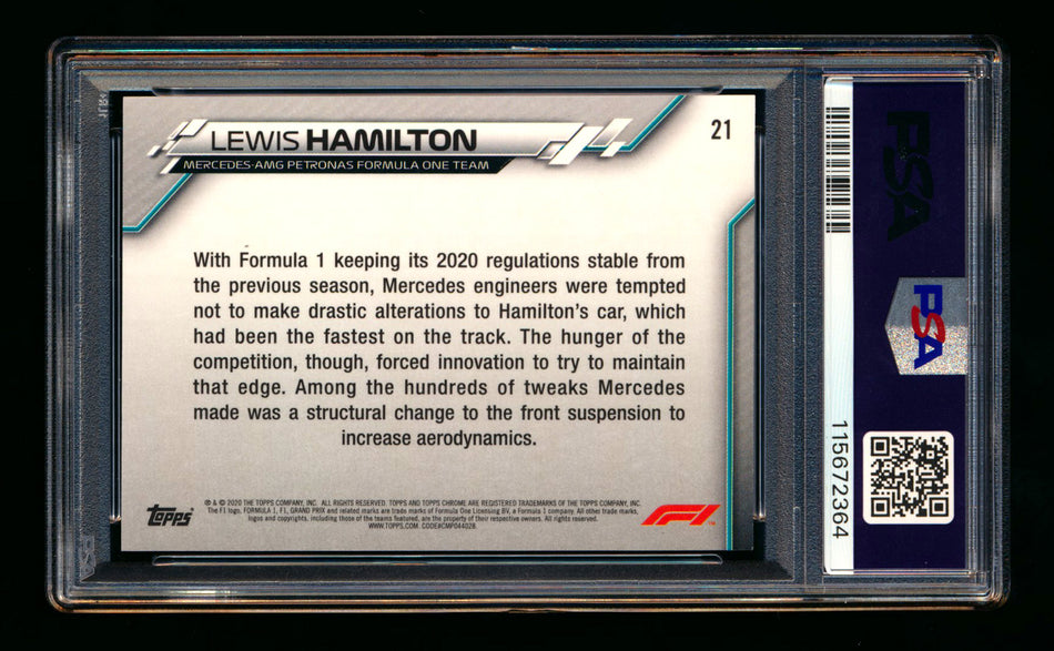 2020 Topps Chrome F1 #21 Lewis Hamilton RC 70th Anniversary Gold Refractor PSA 10 ** (SOLD - $220.80 - 10/24/2025) **
