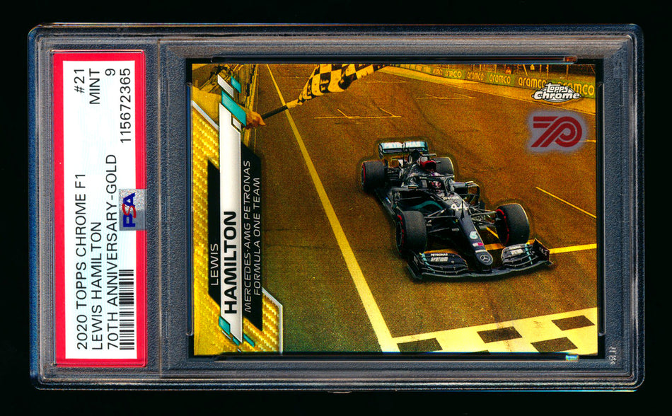 2020 Topps Chrome F1 #21 Lewis Hamilton RC 70th Anniversary Gold Refractor PSA 9 ** (SOLD - $90.00 - 1/2/2026) **