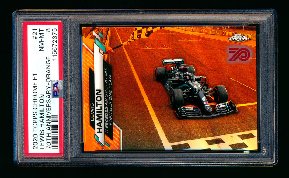 2020 Topps Chrome F1 #21 Lewis Hamilton RC 70th Anniversary Orange Refractor PSA 8 ** (SOLD - $95.00 - 10/31/2025) **