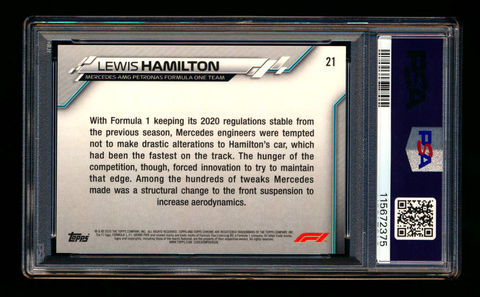 2020 Topps Chrome F1 #21 Lewis Hamilton RC 70th Anniversary Orange Refractor PSA 8 ** (SOLD - $95.00 - 10/31/2025) **