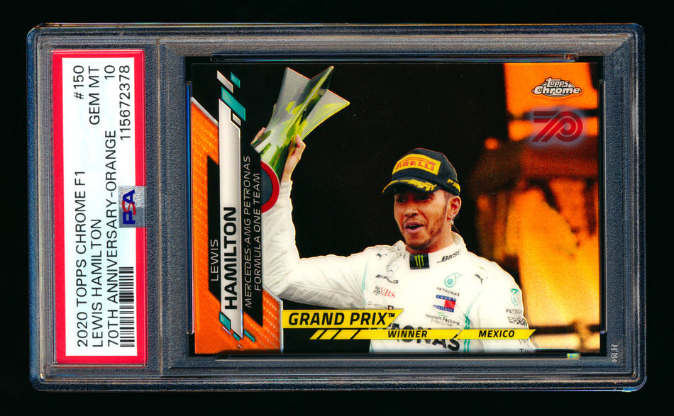 2020 Topps Chrome F1 #150 Lewis Hamilton RC 70th Anniversary Orange Refractor PSA 10 ** (SOLD eBay - $295.00 - 2/11/2026) **