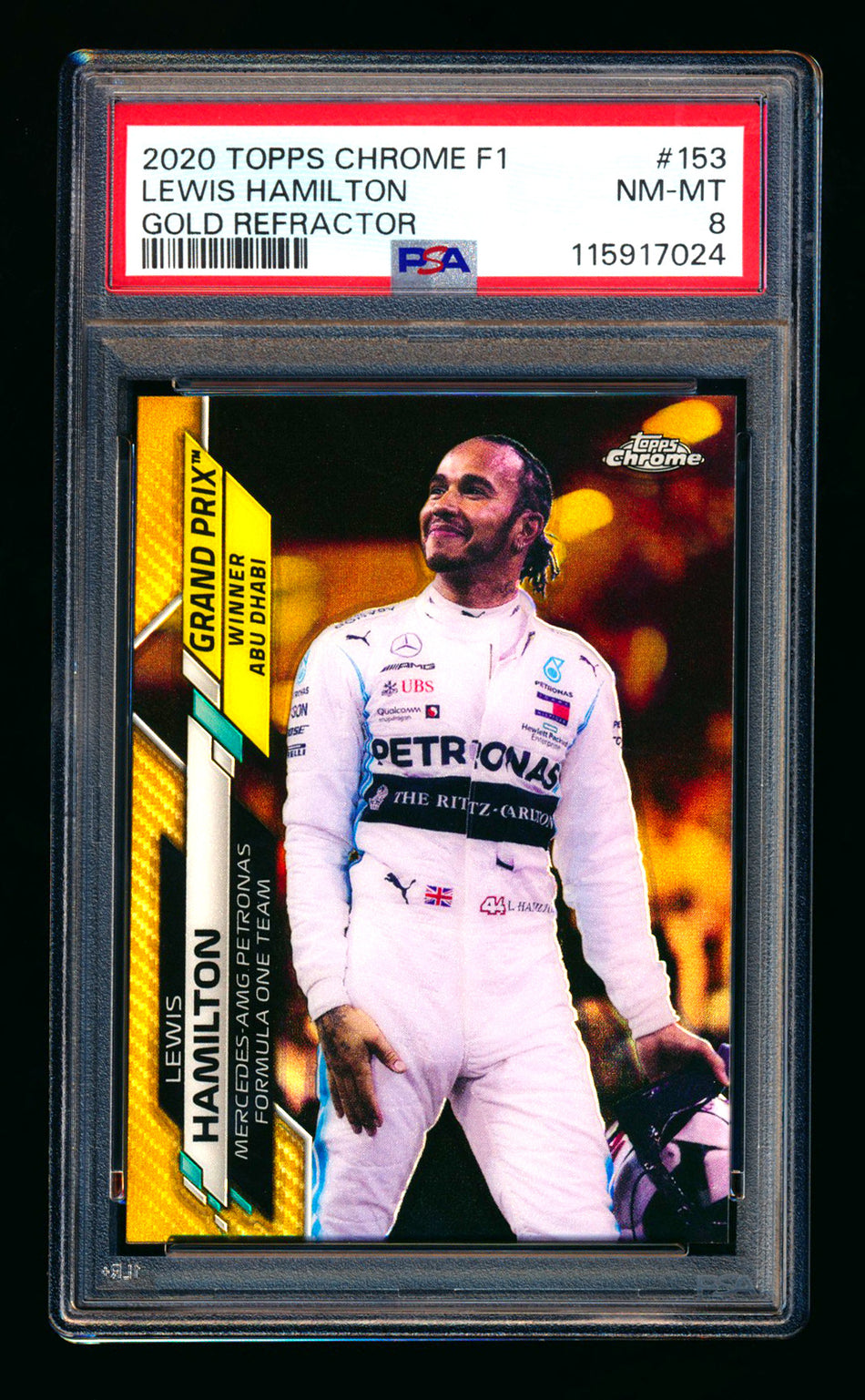 2020 Topps Chrome F1 #153 Lewis Hamilton RC Gold Refractor #45/50 PSA 8