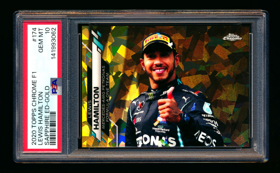 2020 Topps Chrome Sapphire F1 #174 Lewis Hamilton RC Gold Refractor #25/50 PSA 10