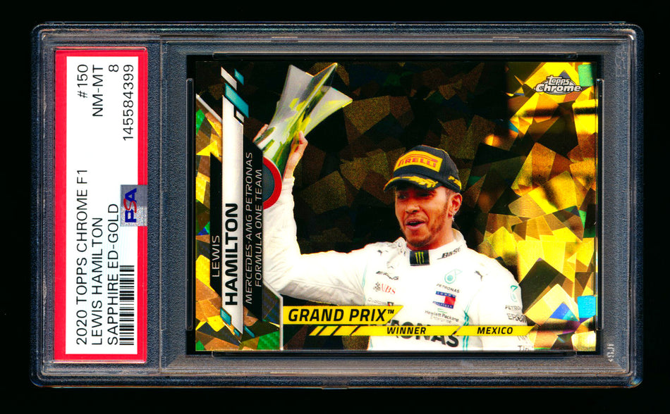 2020 Topps Chrome Sapphire F1 #150 Lewis Hamilton RC Gold Refractor #04/50 PSA 8