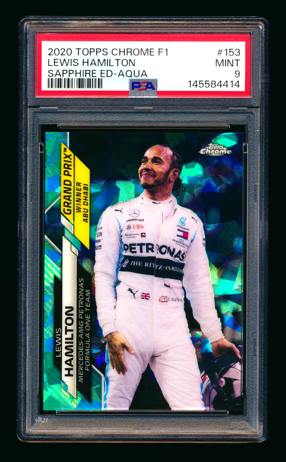2020 Topps Chrome Sapphire F1 #153 Lewis Hamilton RC Aqua Refractor #35/99 PSA 9