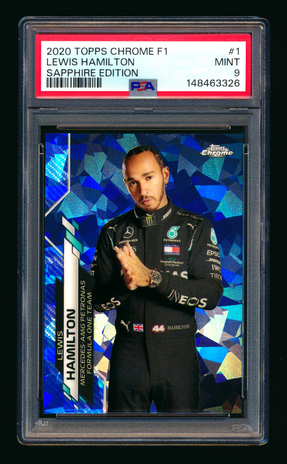 2020 Topps Chrome Sapphire F1 #1 Lewis Hamilton RC Refractor Portrait PSA 9