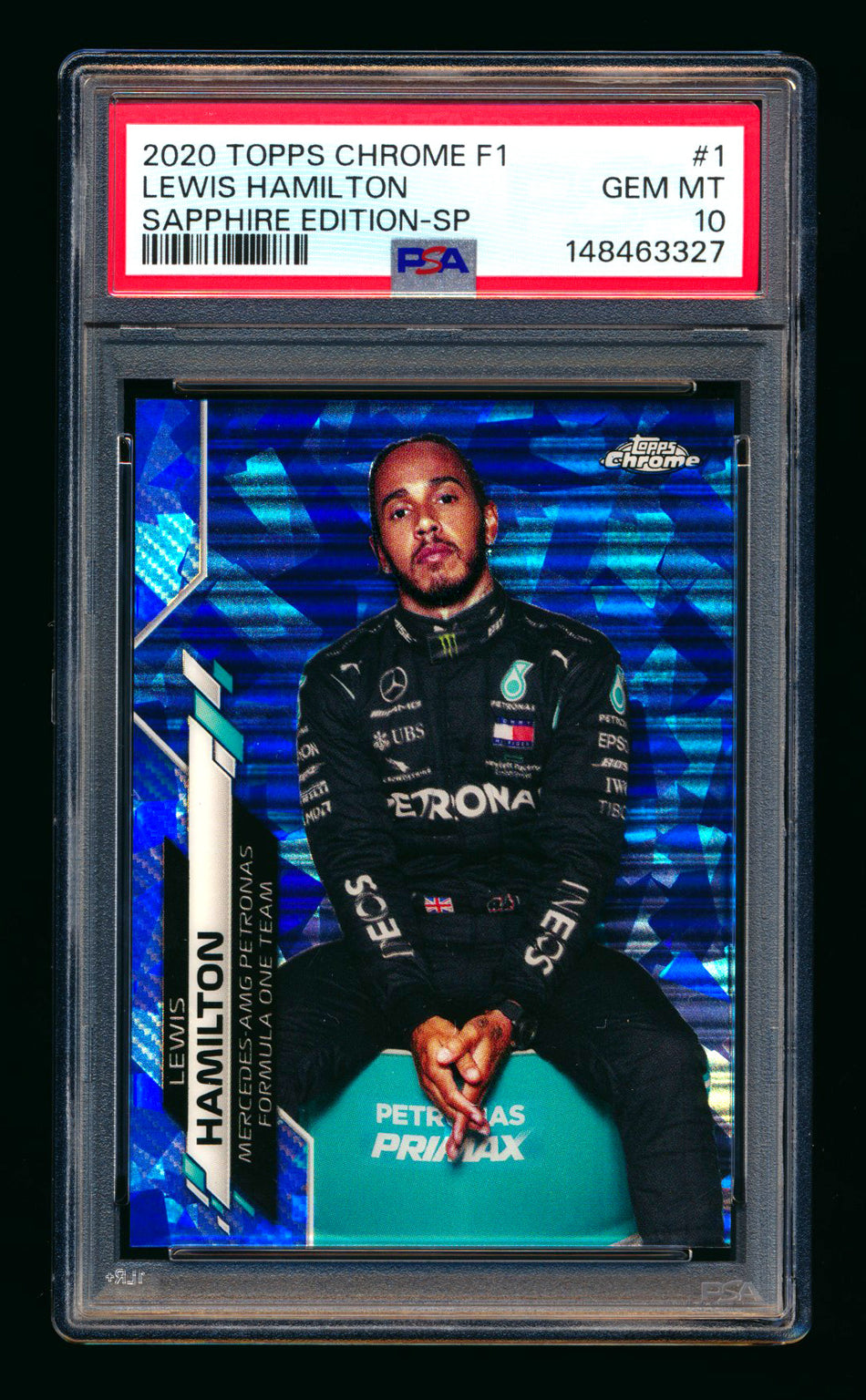 2020 Topps Chrome Sapphire F1 #1 Lewis Hamilton RC Refractor Image Variation SP PSA 10 ** (SOLD eBay - $2,395.00 - 5/8/2026) **