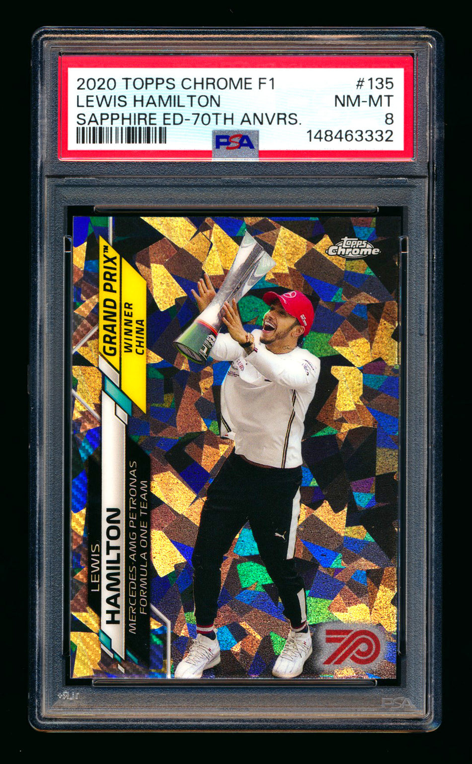 2020 Topps Chrome Sapphire F1 #135 Lewis Hamilton RC 70th Silver Refractor #34/70 PSA 8