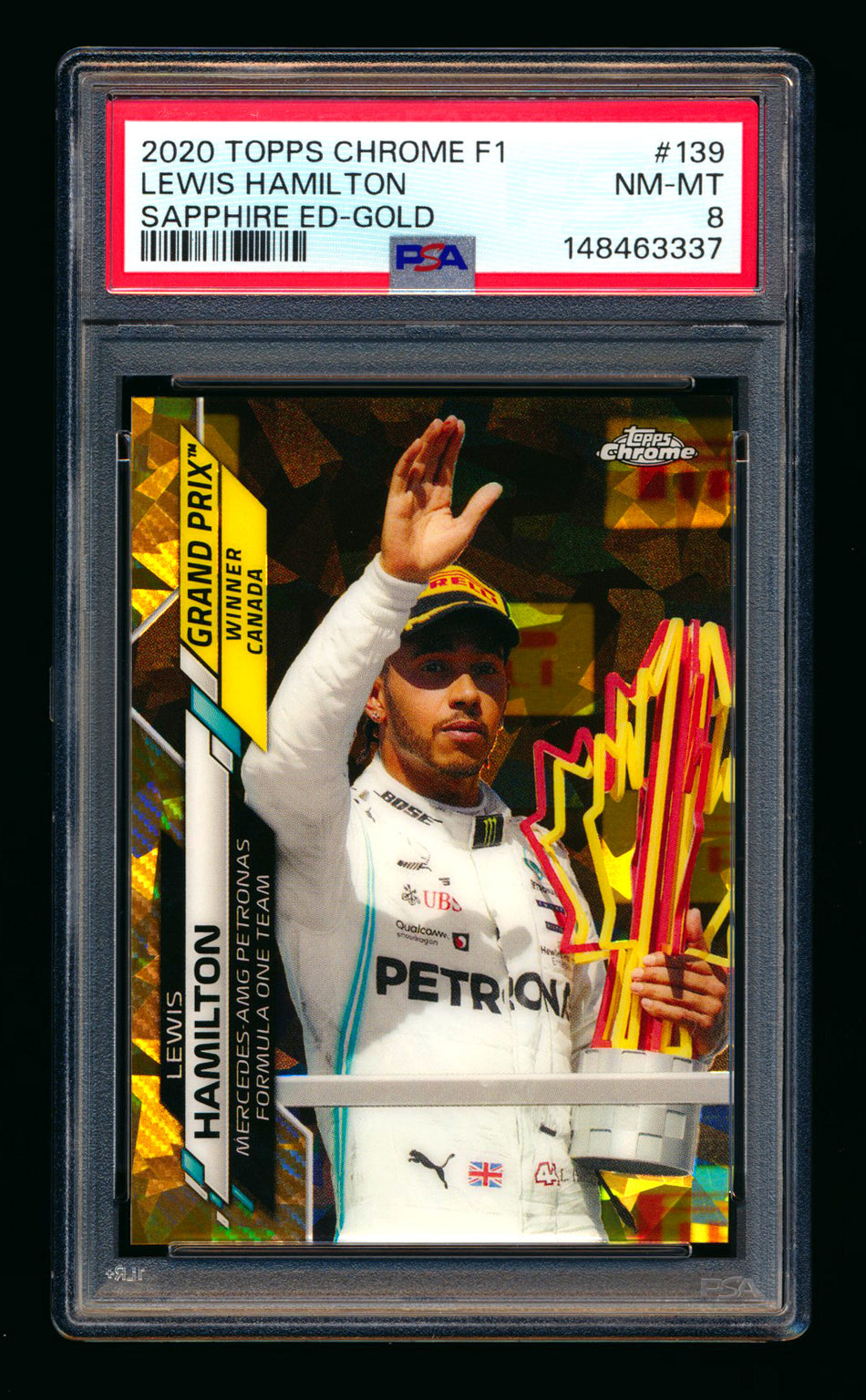 2020 Topps Chrome Sapphire F1 #139 Lewis Hamilton RC Gold Refractor #16/50 PSA 8