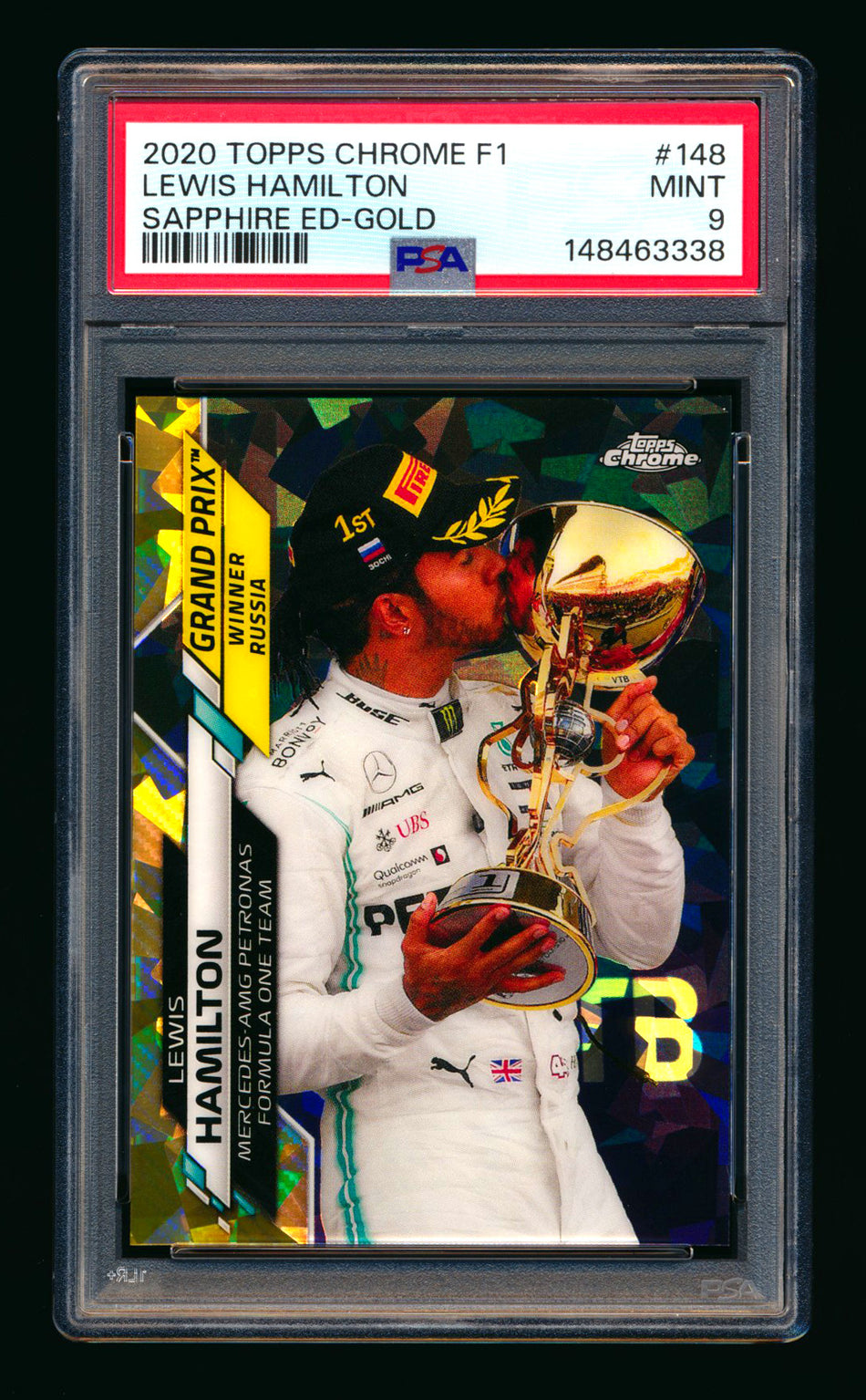 2020 Topps Chrome Sapphire F1 #148 Lewis Hamilton RC Gold Refractor #22/50 PSA 9