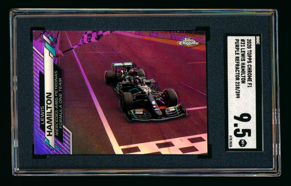 2020 Topps Chrome F1 #21 Lewis Hamilton RC Purple Refractor #218/399 SGC 9.5