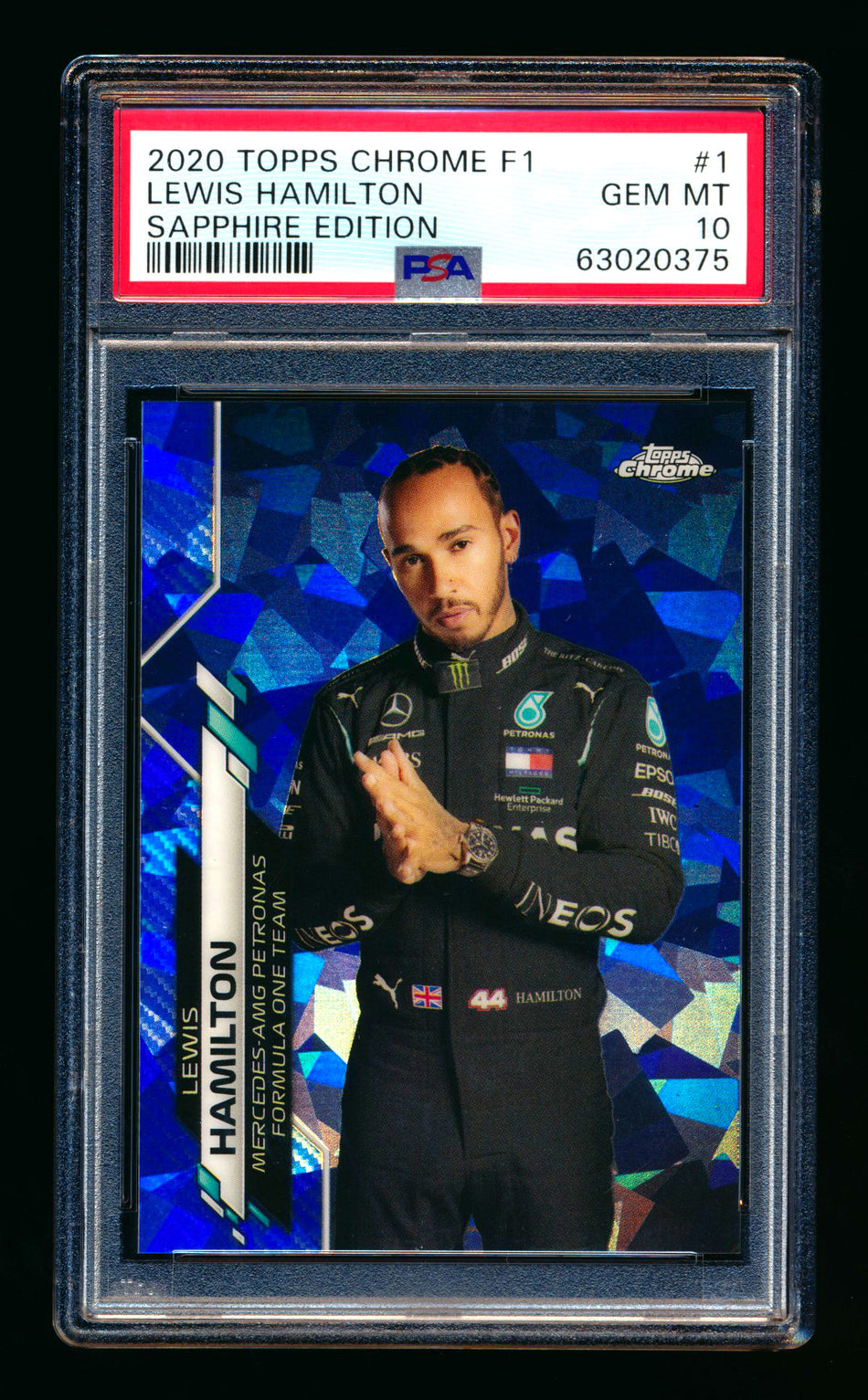 2020 Topps Chrome Sapphire F1 #1 Lewis Hamilton RC Refractor Portrait PSA 10 ** (SOLD - $325.00 - 9/28/2025) **