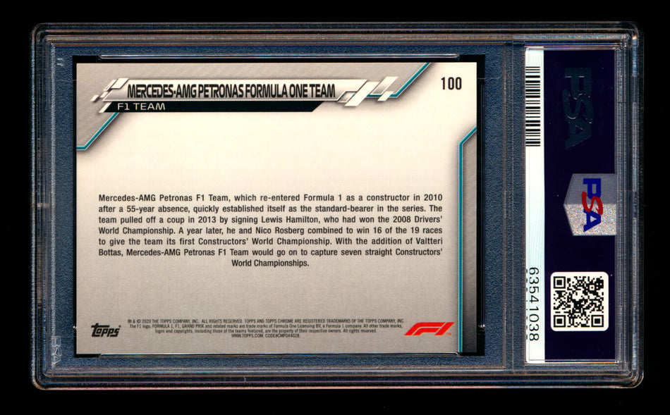 2020 Topps Chrome F1 #100 Mercedes-AMG Petronas/Lewis Hamilton RC 70th Anniversary Gold Refractor PSA 10