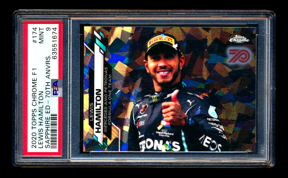 2020 Topps Chrome Sapphire F1 #174 Lewis Hamilton RC 70th Silver Refractor #31/70 PSA 9