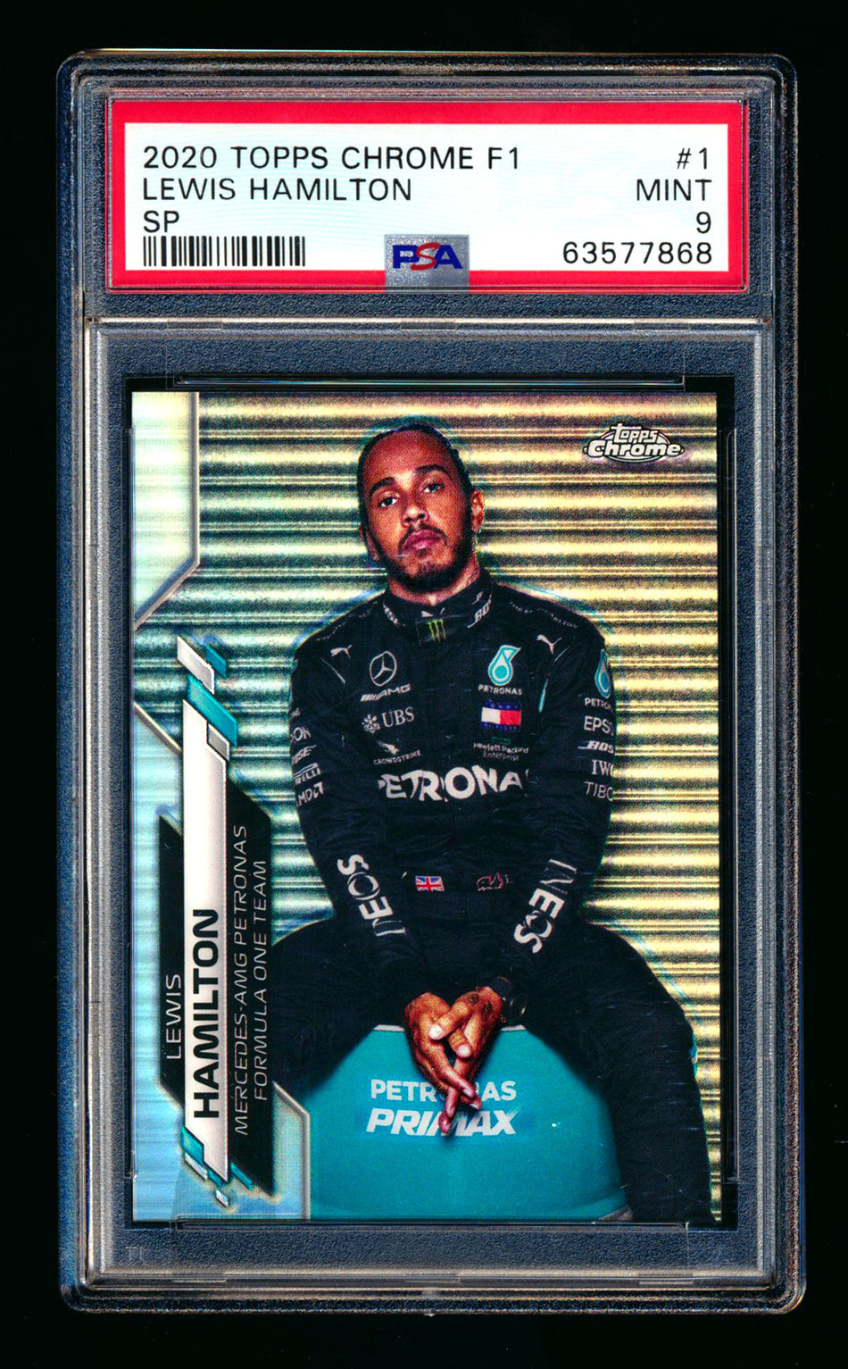 2020 Topps Chrome F1 #1 Lewis Hamilton RC Refractor Image Variation SP PSA 9