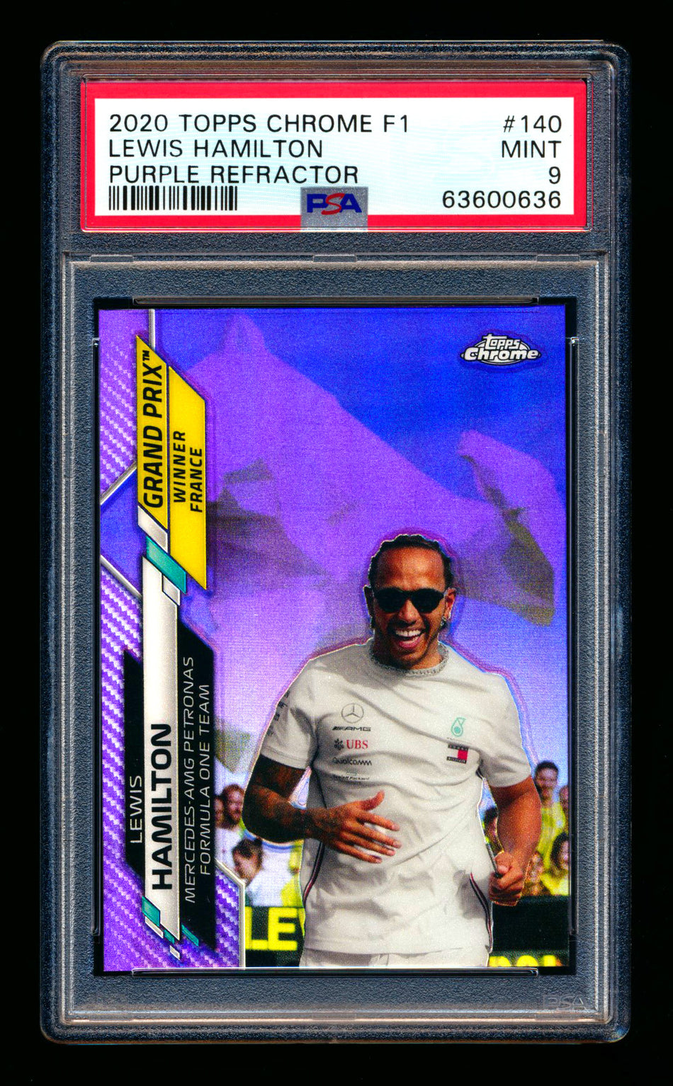 2020 Topps Chrome F1 #140 Lewis Hamilton RC Purple Refractor #044/399 PSA 9 (Car Number #44!)