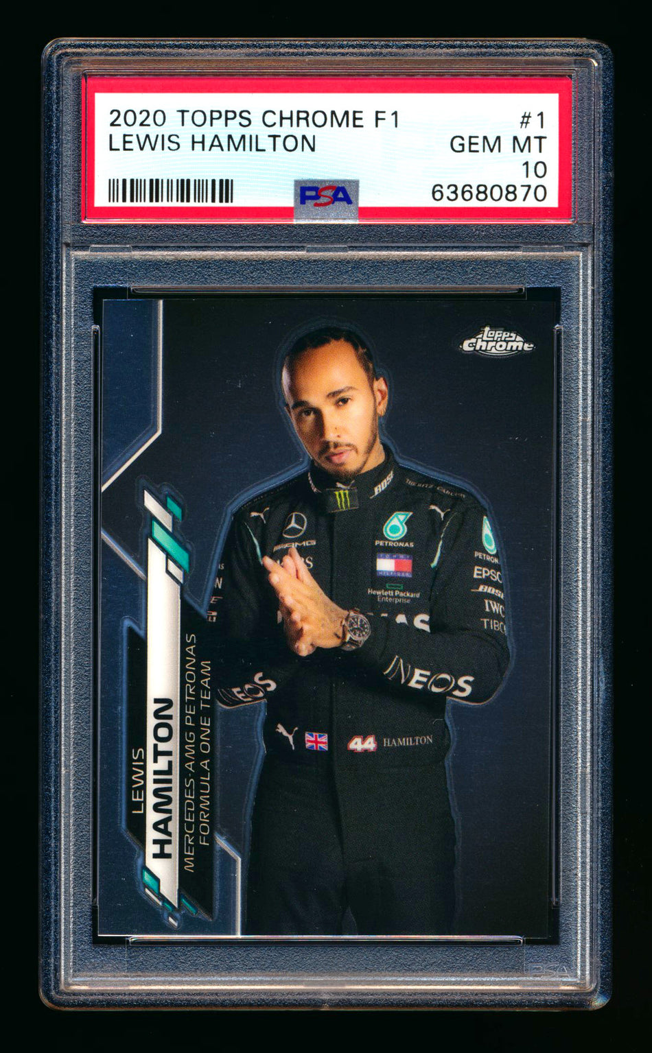 2020 Topps Chrome F1 #1 Lewis Hamilton RC Portrait PSA 10 ** (SOLD eBay - $145.00 - 1/14/2025) **