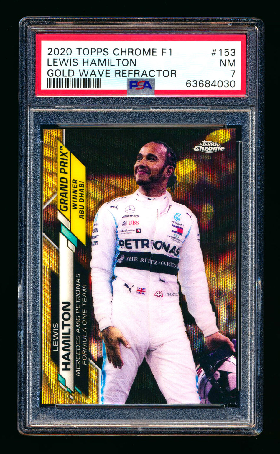 2020 Topps Chrome F1 #153 Lewis Hamilton RC Gold Wave Refractor #19/50 PSA 7