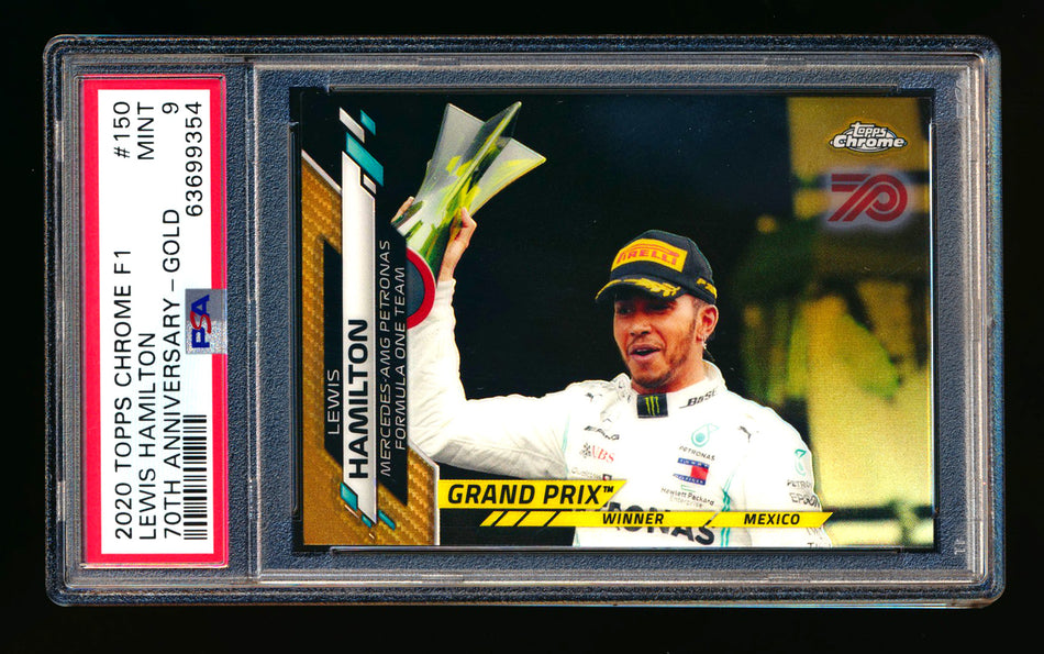 2020 Topps Chrome F1 #150 Lewis Hamilton RC 70th Anniversary Gold Refractor PSA 9