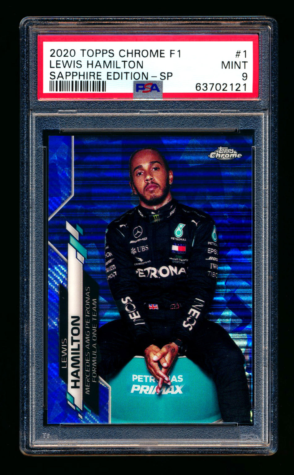 2020 Topps Chrome Sapphire F1 #1 Lewis Hamilton RC Refractor Image Variation SP PSA 9 ** (SOLD - $350.00 - 3/12/2025) **