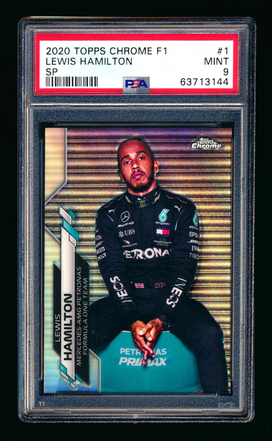 2020 Topps Chrome F1 #1 Lewis Hamilton RC Refractor Image Variation SP PSA 9