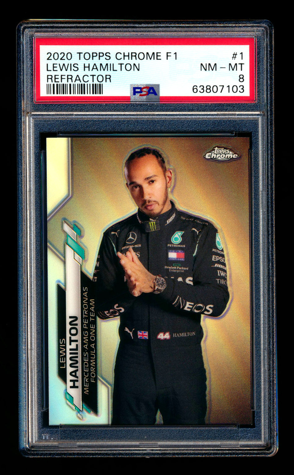 2020 Topps Chrome F1 #1 Lewis Hamilton RC Refractor Portrait PSA 8 ** (SOLD eBay - $185.00 - 1/16/2025) **