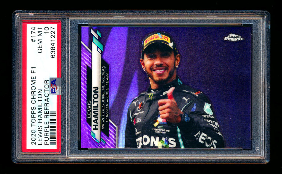 2020 Topps Chrome F1 #174 Lewis Hamilton RC Purple Refractor #236/399 PSA 10