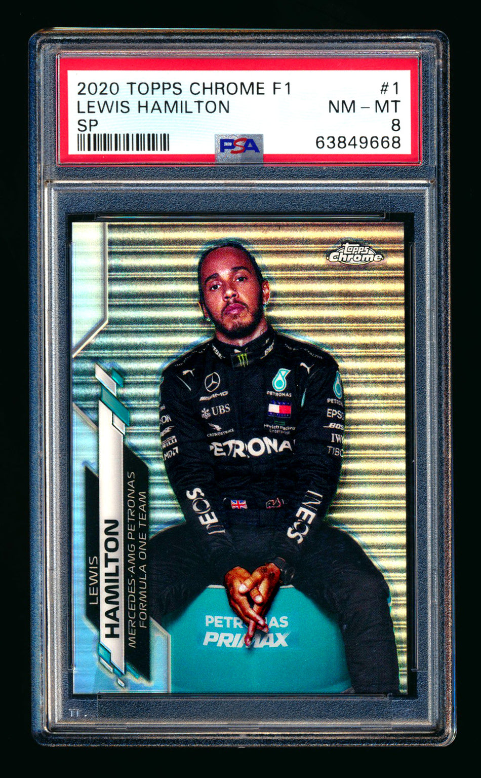 2020 Topps Chrome F1 #1 Lewis Hamilton RC Refractor Image Variation SP PSA 8 ** (SOLD eBay - $1,795.00 - 2/20/2026) **