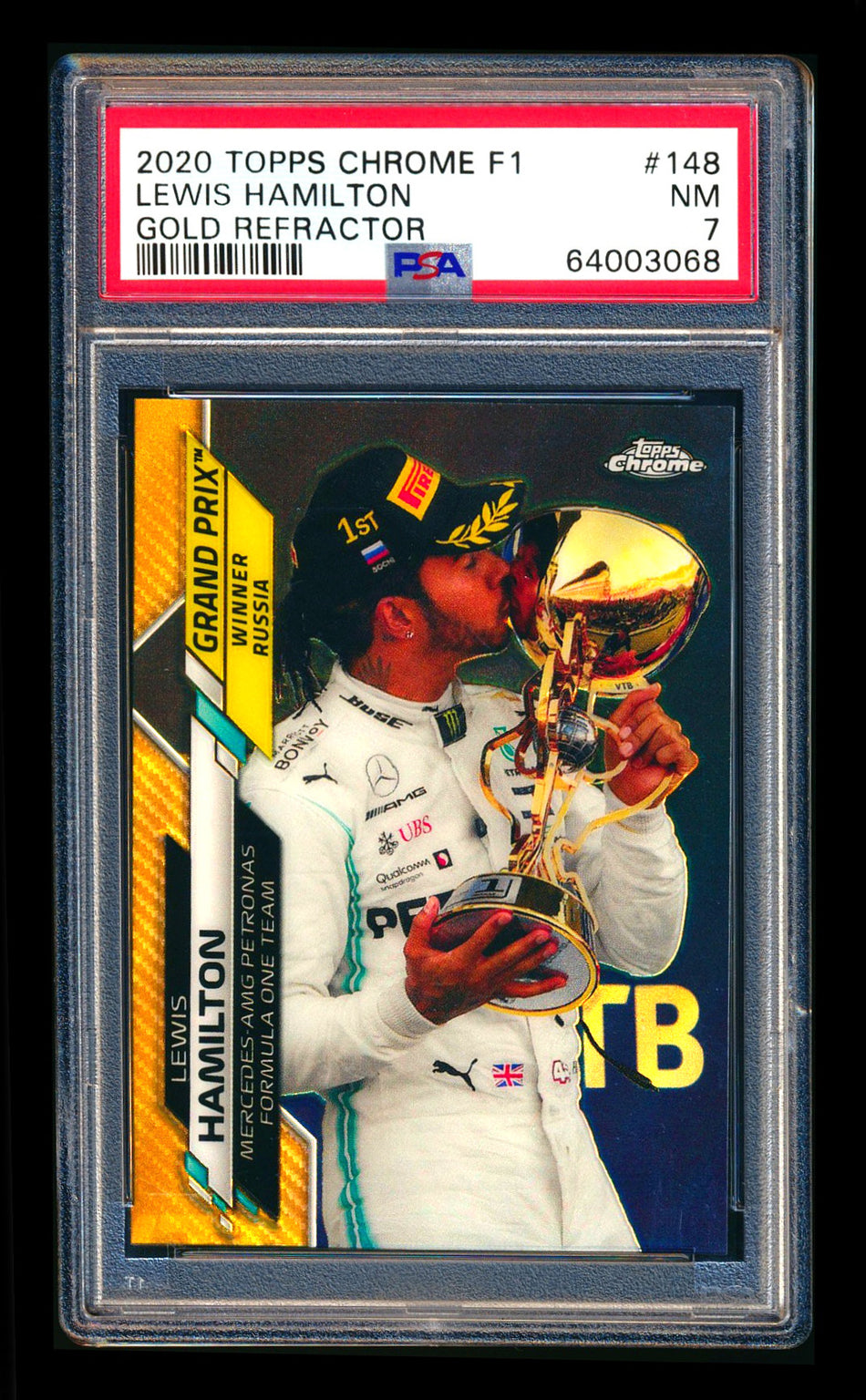 2020 Topps Chrome F1 #148 Lewis Hamilton RC Gold Refractor #14/50 PSA 7