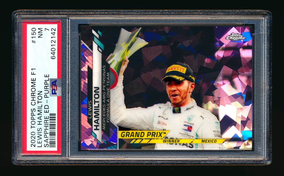 2020 Topps Chrome Sapphire F1 #150 Lewis Hamilton RC Purple Refractor #01/10 PSA 7 (First #!)