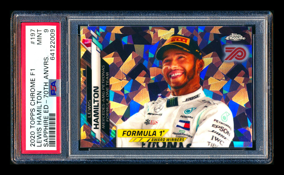 2020 Topps Chrome Sapphire F1 #197 Lewis Hamilton RC 70th Silver Refractor #51/70 PSA 9